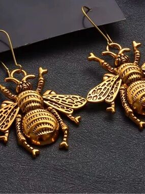 Gold Bee Dangle Earrings